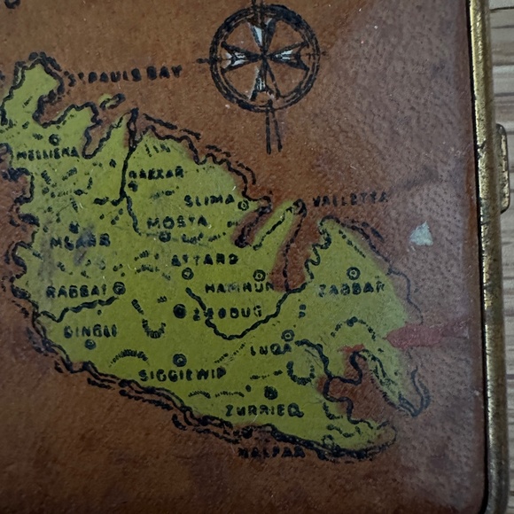 Vintage Square Leather Compact Powder Mirror Souvenir of Malta - Picture 5 of 11